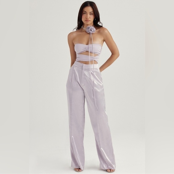 House of CB Alivia Loose Fit Trousers Pants in Silver size XS - Picture 2 of 7
